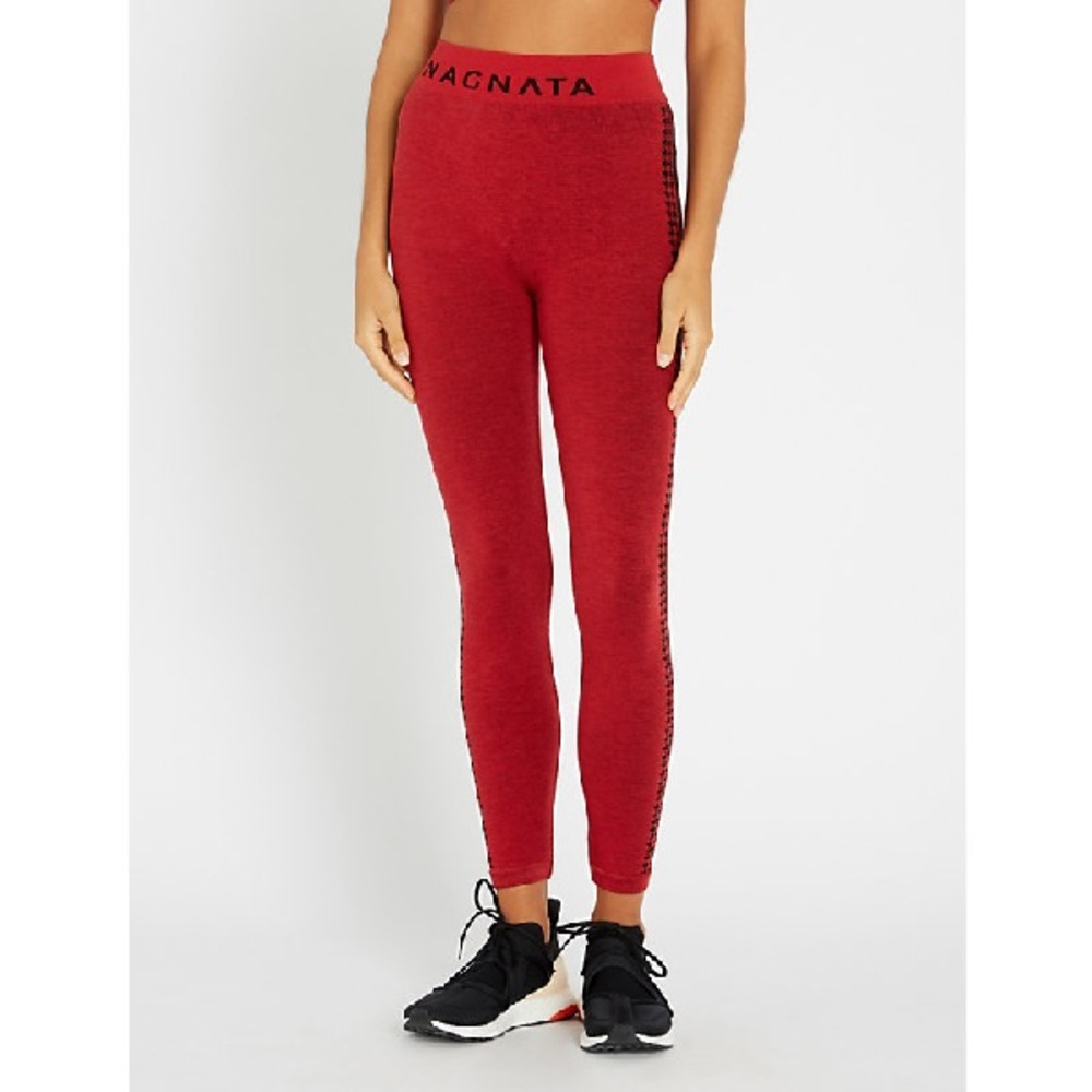Nagnata Laya Leggings - Red with Black Houndstooth M/L